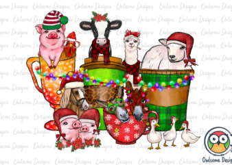 Farm Animals Coffee Christmas Sublimation