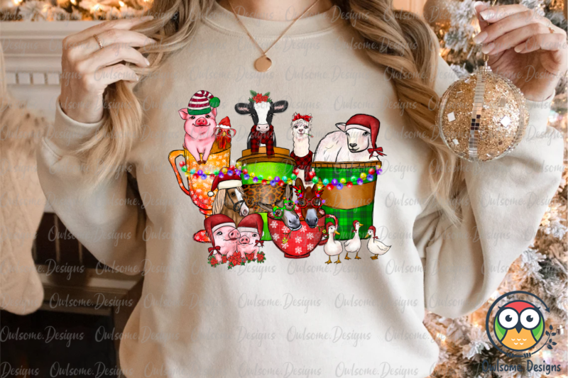 Farm Animals Coffee Christmas Sublimation