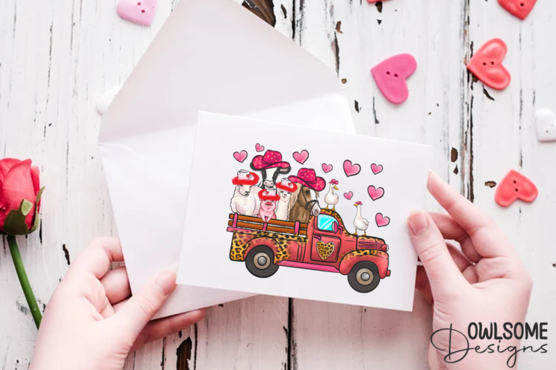 Farm Truck Valentine PNG Sublimation