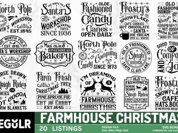 Farmhouse christmas svg bundle t shirt graphic design