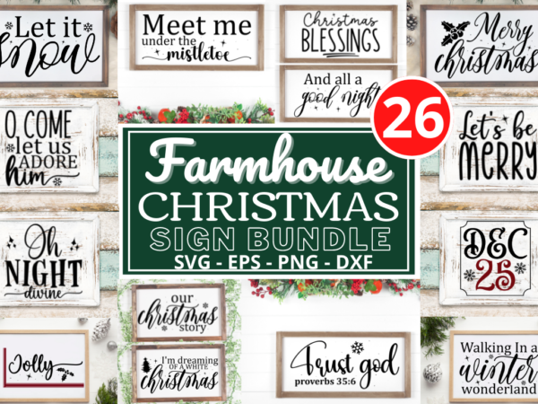 Farmhouse christmas sign bundle t shirt graphic design