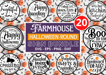 Farmhouse Halloween Round Sign SVG Bundle t shirt graphic design