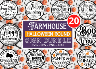 Farmhouse Halloween Round Sign SVG Bundle