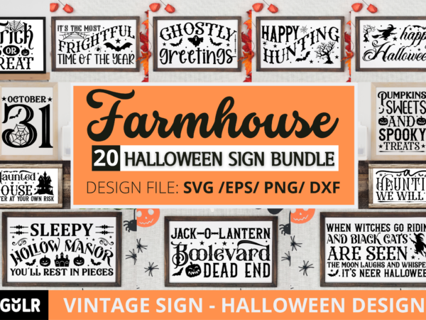 Farmhouse halloween sign svg bundle t shirt graphic design