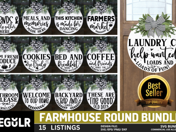 Farmhouse round svg bundle t shirt graphic design