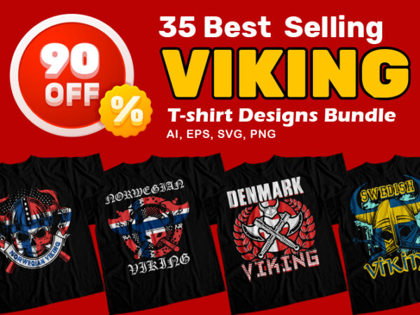 35 best selling viking t-shirt design bundle for commercial use
