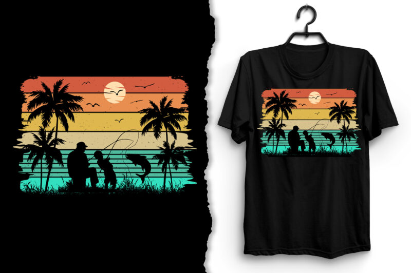 Retro Vintage Sunset T-Shirt Design Graphic