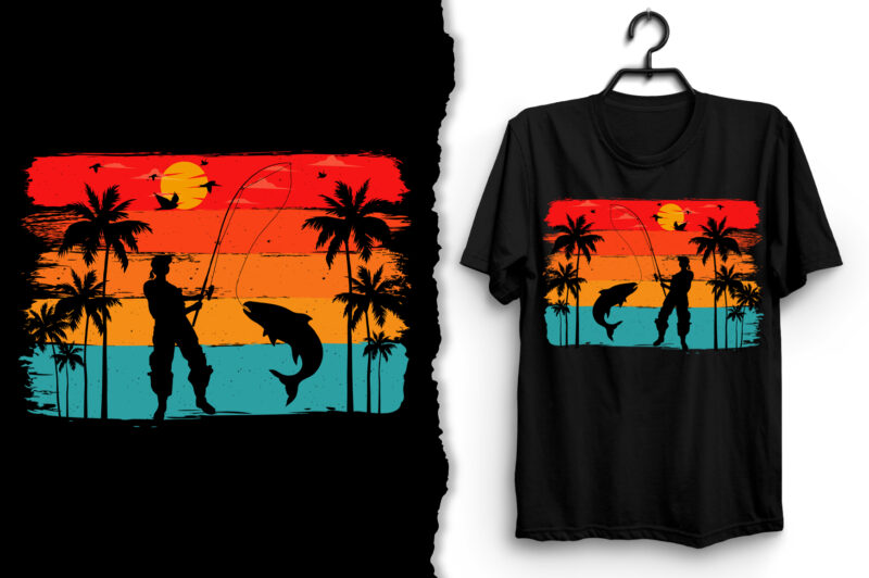 Retro Vintage Sunset T-Shirt Design Graphic Vector Background Bundle