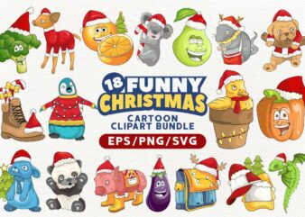 Funny Christmas Cartoon Clipart Sublimation Bundle