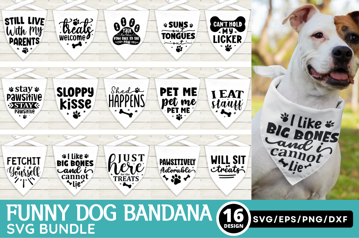 Funny Dog Bandana Svg Bundle - Buy t-shirt designs