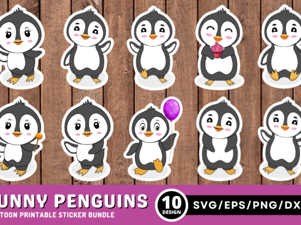 Funny Penguins Sticker Bundle - Buy t-shirt designs