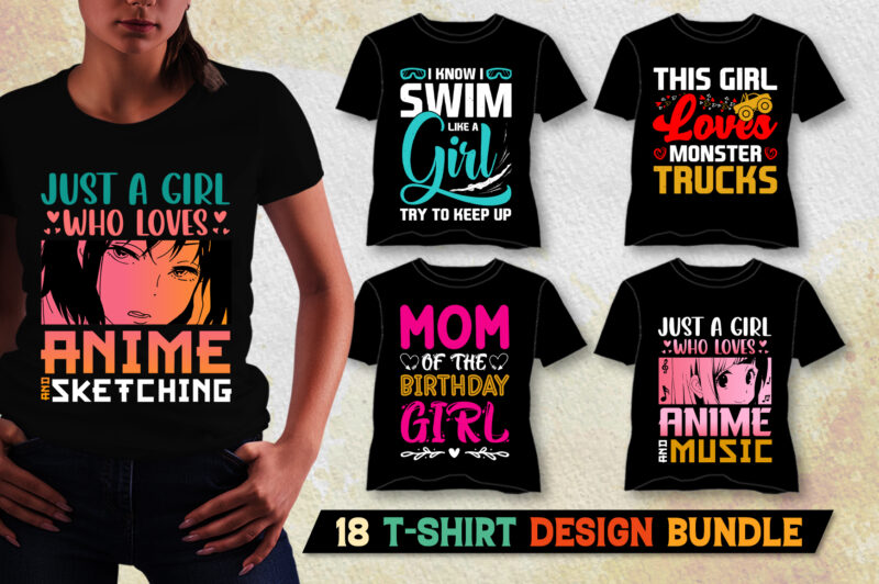 Girl T-Shirt Design Bundle