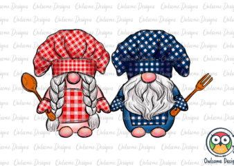 Gnomes Couple Cooking PNG Sublimation