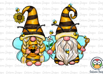 Gnomes Couple Cute Bee PNG Sublimation