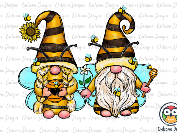 Gnomes couple cute bee png sublimation t shirt design template