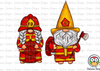 Gnomes Couple Firefighter PNG Sublimation t shirt design template