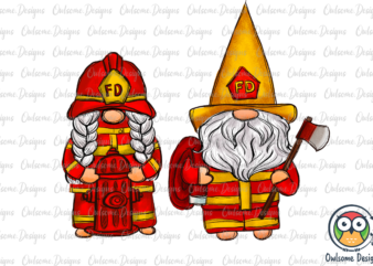 Gnomes Couple Firefighter PNG Sublimation