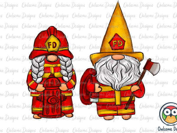 Gnomes couple firefighter png sublimation t shirt design template