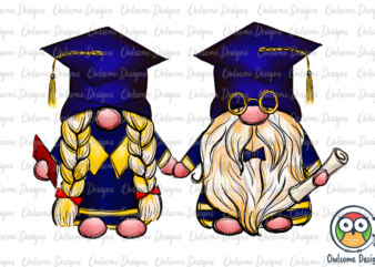Gnomes Couple Graduation PNG Sublimation t shirt design template