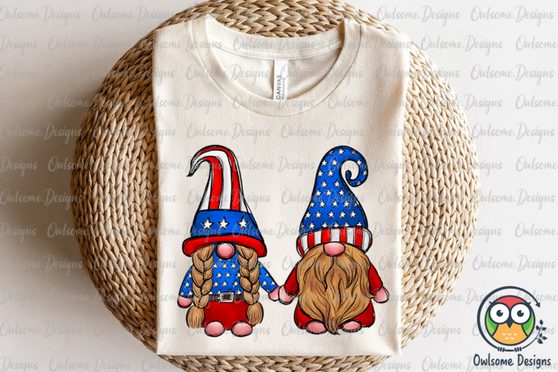 Gnomes Couple Love America PNG Sublimation