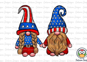Gnomes Couple Love America PNG Sublimation