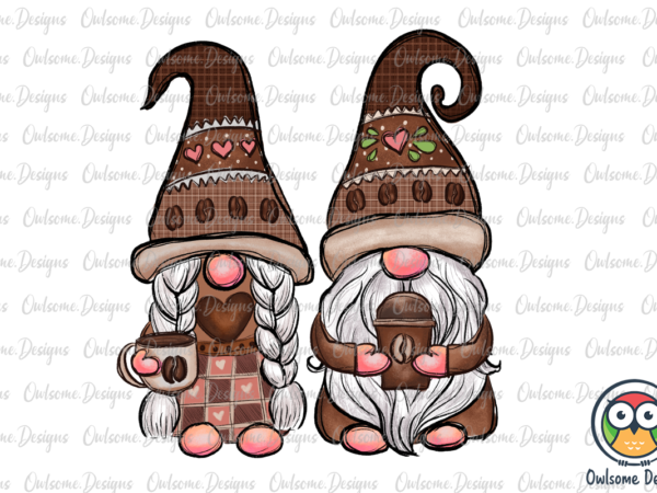Gnomes couple love coffee png sublimation t shirt design template