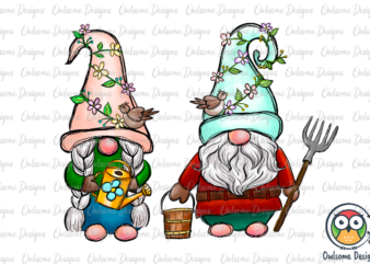 Gnomes Couple Love Gardening PNG Sublimation
