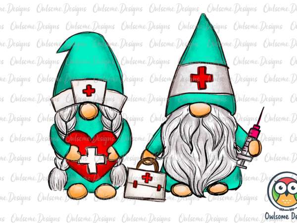 Gnomes couple love nurse png sublimation t shirt design template