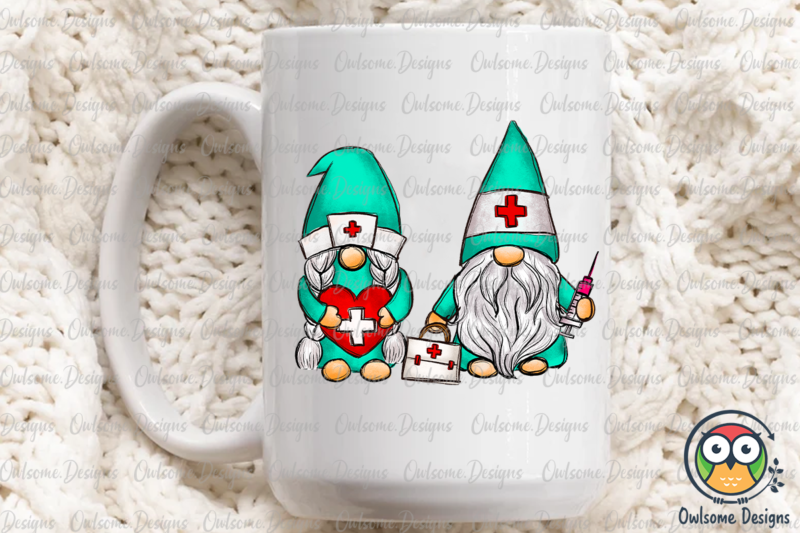 Gnomes Couple Love Nurse PNG Sublimation