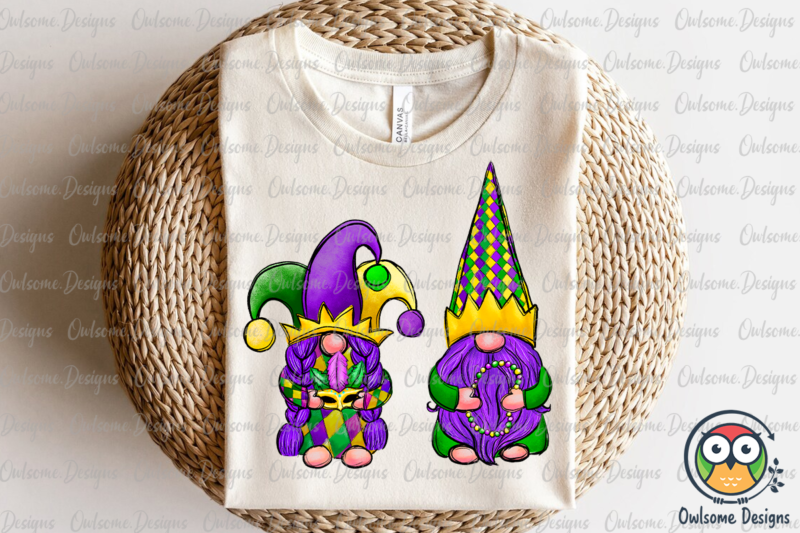 Gnomes Couple Mardi Gras Holiday PNG Sublimation