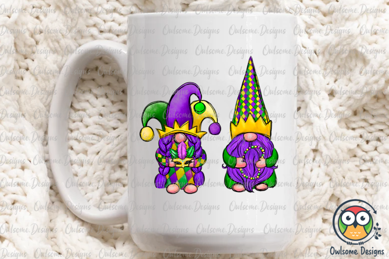 Gnomes Couple Mardi Gras Holiday PNG Sublimation