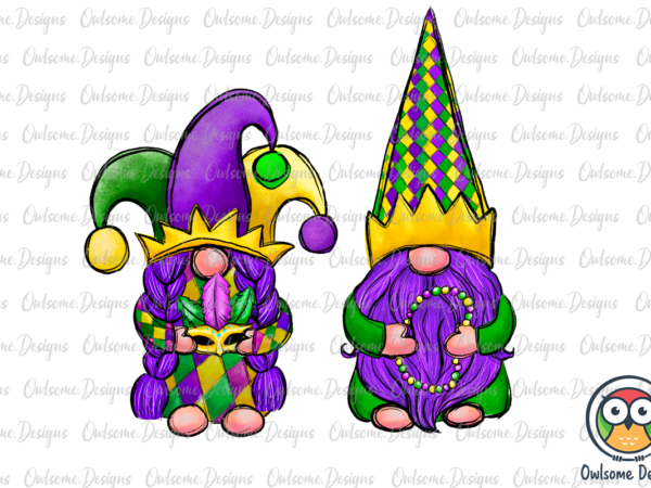 Gnomes couple mardi gras holiday png sublimation t shirt design template