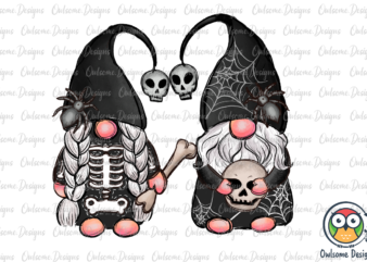 Gnomes Couple Skeleton Skull PNG Sublimation