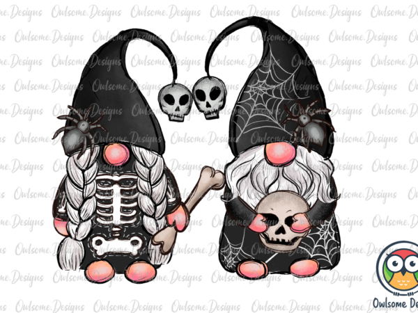 Gnomes couple skeleton skull png sublimation t shirt design template