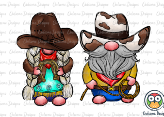 Gnomes Couple Western Cowboy PNG Sublimation
