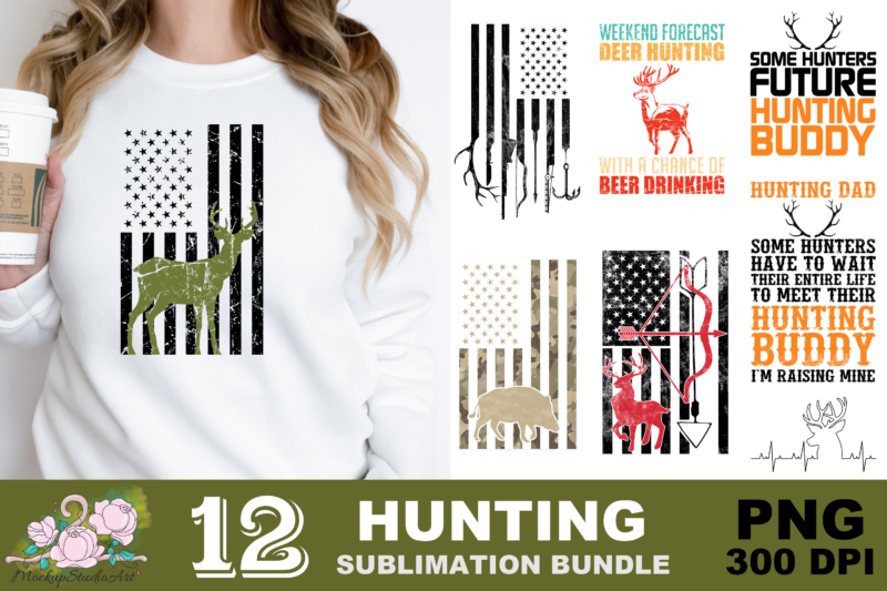 Hunting American Flag Deer PNG Sublimation Design