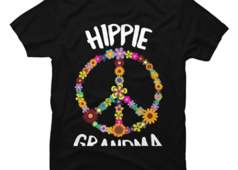 Hippe Grandma Peace Sign With Flowers Retro Groovy Floral