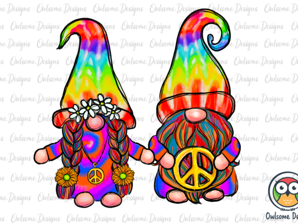 Hippie gnomes couple sublimation graphic t shirt