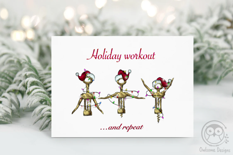 Holiday Workout Funny Wine Christmas