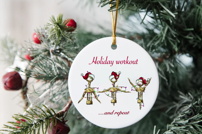 Holiday Workout Funny Wine Christmas