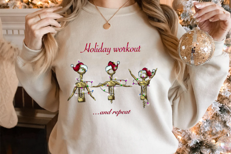 Holiday Workout Funny Wine Christmas