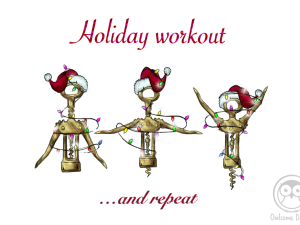 Holiday workout funny wine christmas graphic t shirt