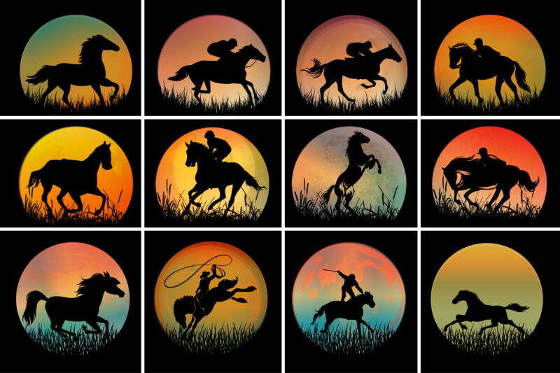 Horse Sunset Graphic Bundle For T-Shirt