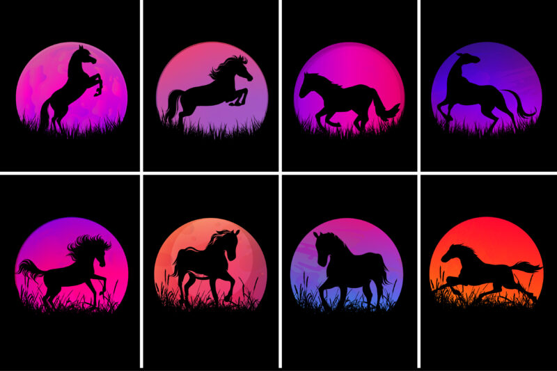 Horse Sunset Graphic Bundle For T-Shirt