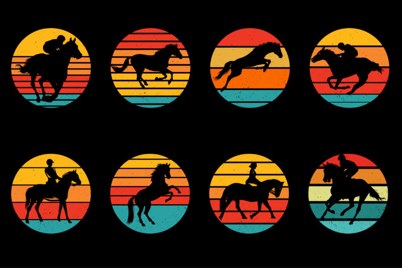 Horse Retro Vintage Sunset T-Shirt Graphic
