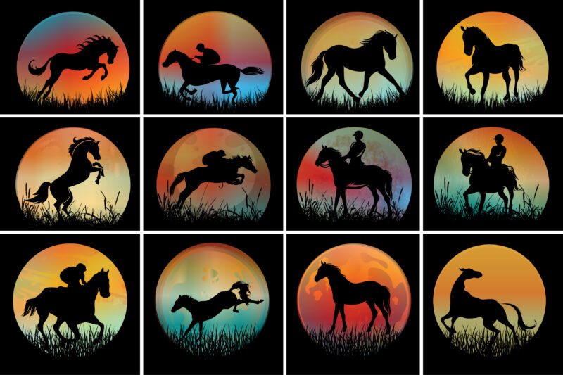 Horse Sunset Graphic Bundle For T-Shirt