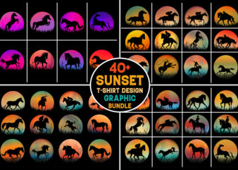 Horse Sunset Graphic Bundle For T-Shirt