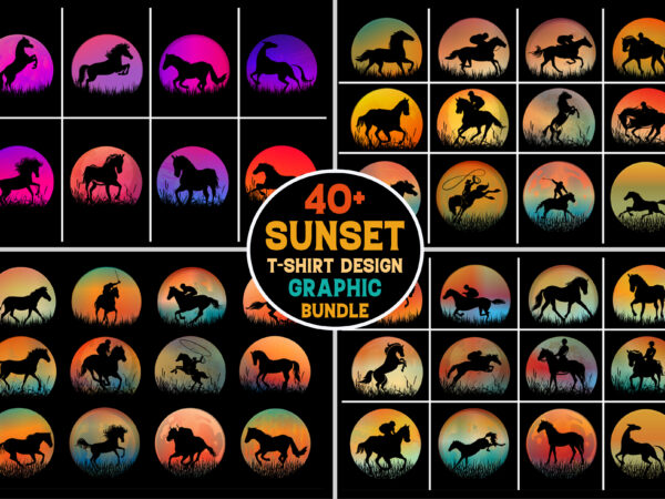 Horse sunset graphic bundle for t-shirt