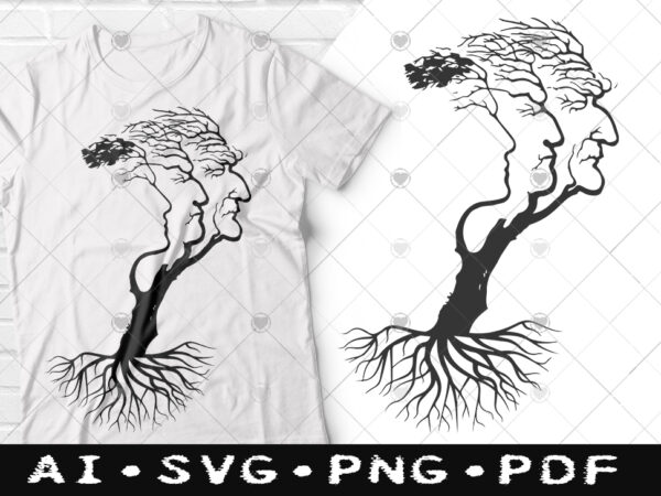 Human tree funny tshirt design, funny human tree design, new to old man tree, human trees