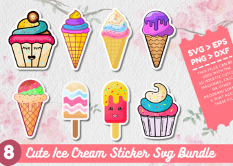 Cute Ice Cream Sticker Svg Bundle